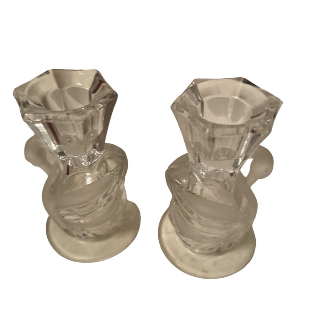 Swan Crystal Candlestick. Holders Set of 2 NWOT